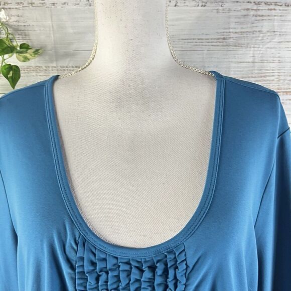 Chadwicks Dress size Extra Large Teal Slinky Stretch Peasant Stretch Modest Boho - Picture 5 of 16